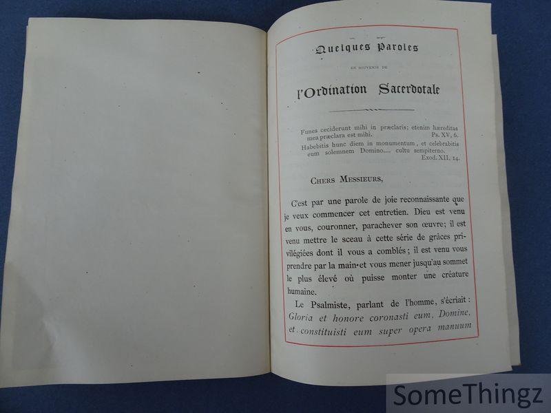 Card. [Pierre-Lambert] Goossens. - Quelques paroles en souvenir de l'ordination sacerdotale.