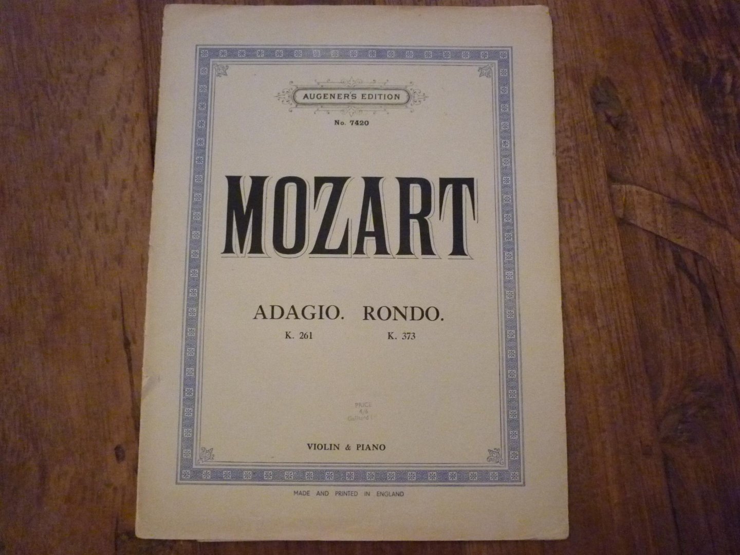 Mozart. W.A. (1756 – 1791) - Adagio K. 261 + Rondo K. 373; for Violin and Piano