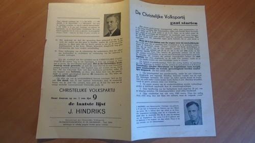 Christelijke Volkspartij - De Christelijke Volkspartij gaat starten (folder uit ca 1946)