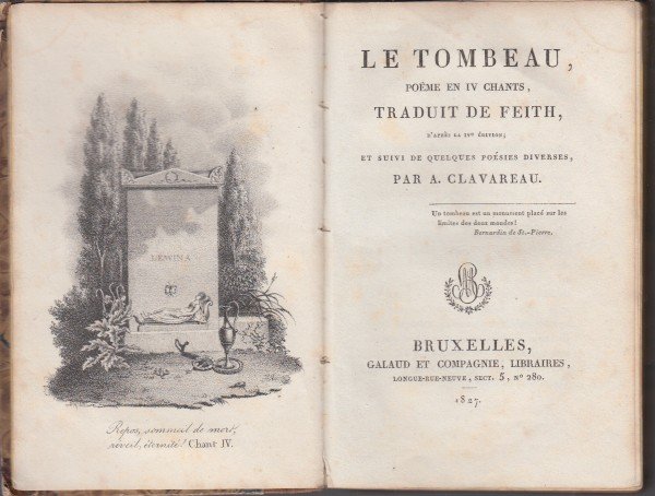 Feith, Rhijnvis - Le tombeau, poème en IV chants. Franse vertaling van Het Graf.