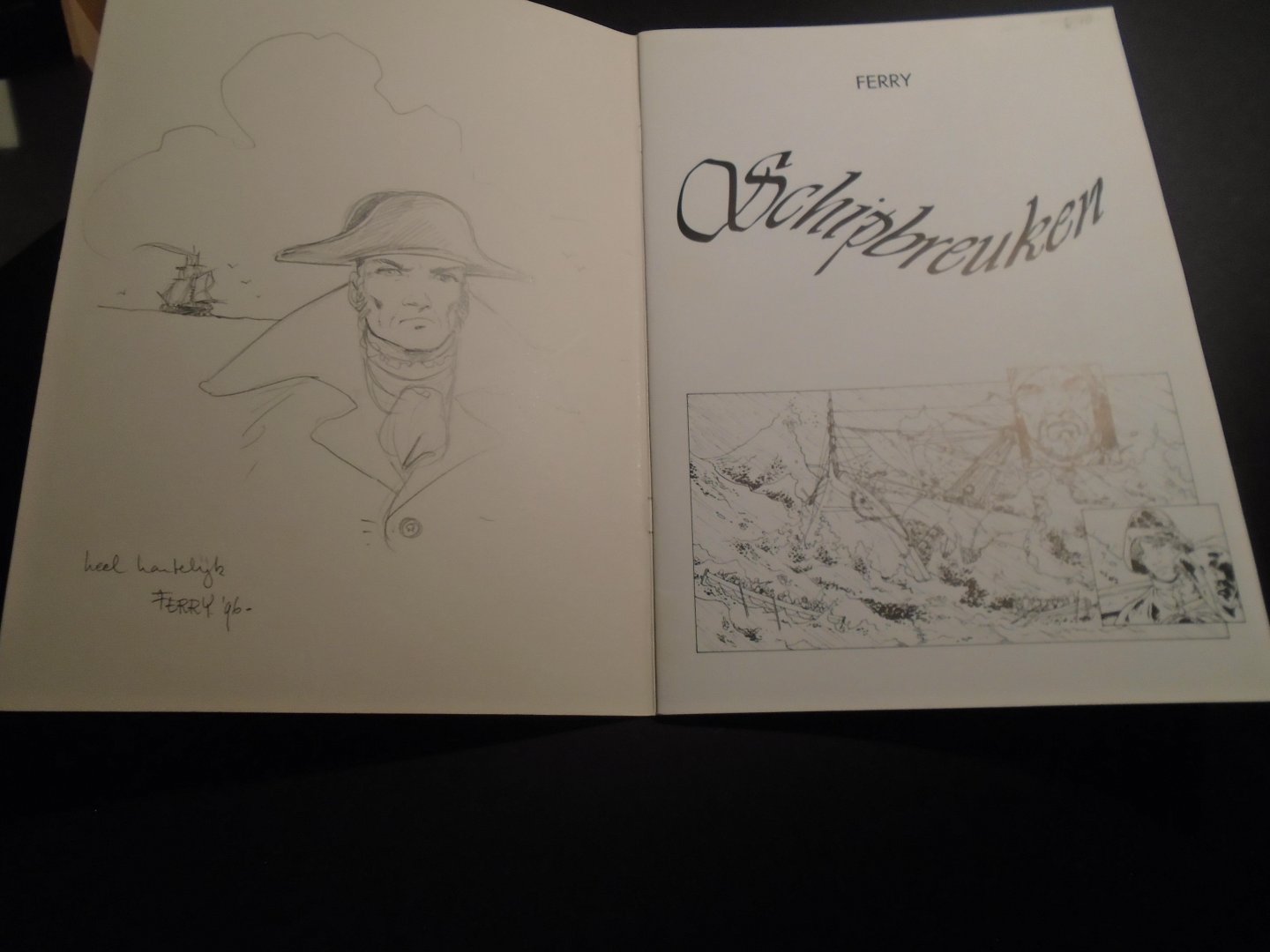 Van Vosselen, Ferry - Schipbreuken. Met potloodtekening binnenzijde omslag. Gesigneerd. Oplage 500 stuks, dit is nr. 325. Uitg.  9e stripspektakel in Valkenswaard.
