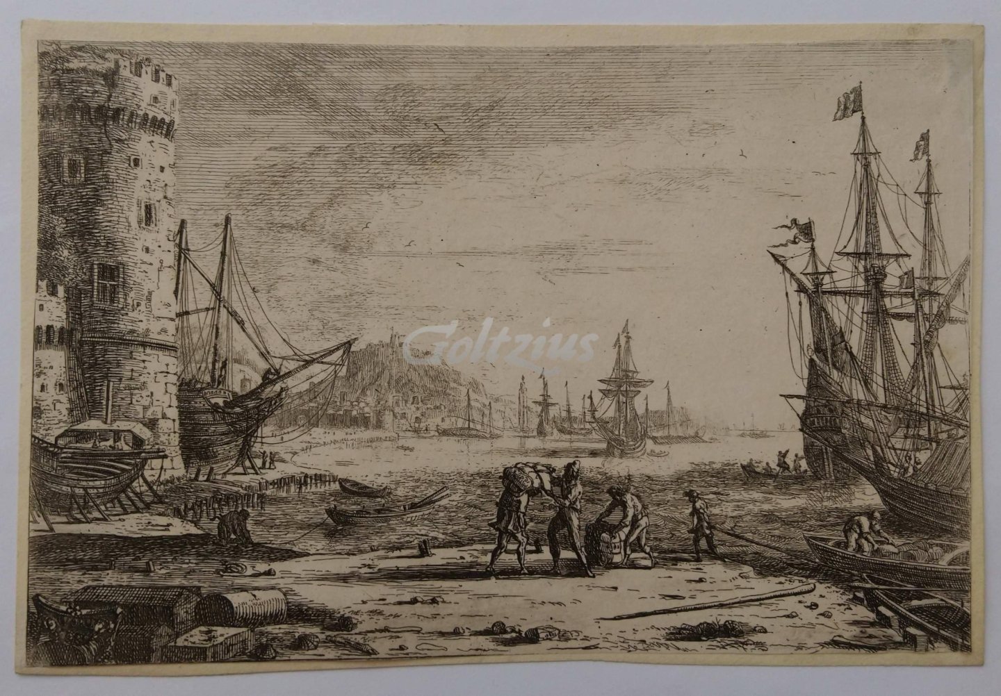 LORRAIN, CLAUDE, - Sea harbour with large tower