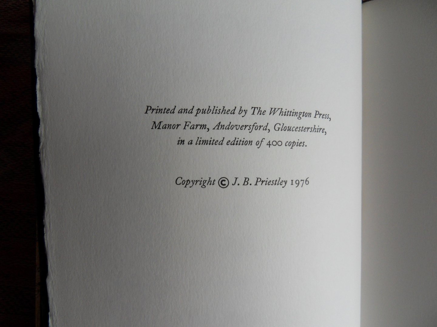 Priestley, J.B. [ GESIGNEERD door de auteur ]. - The Happy Dream. - An Essay. [ Genummerd ex. 98 / 400 ].