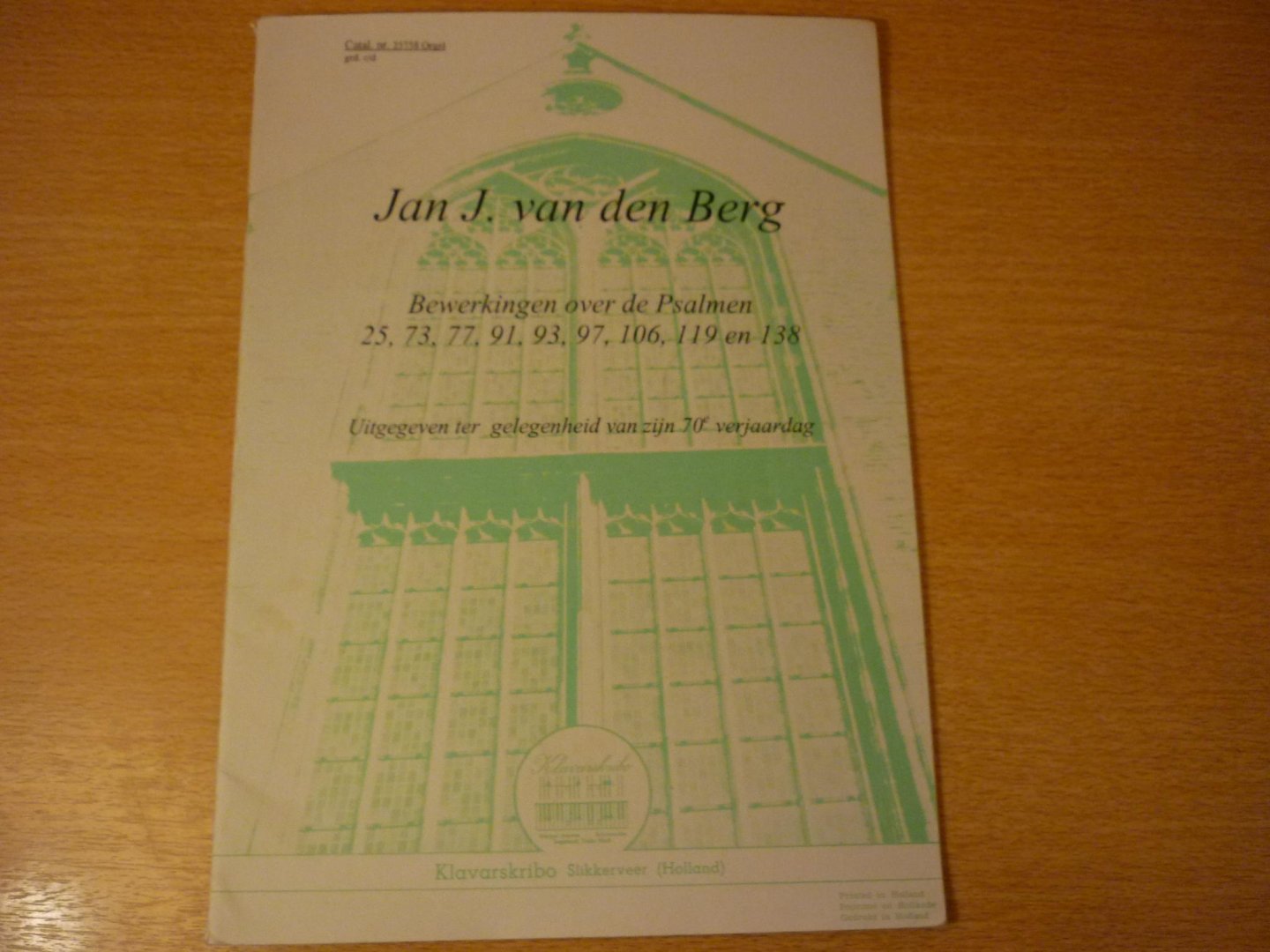 Berg; Jan J. van den - Bewerkingen over Psalmen (Klavarskribo)