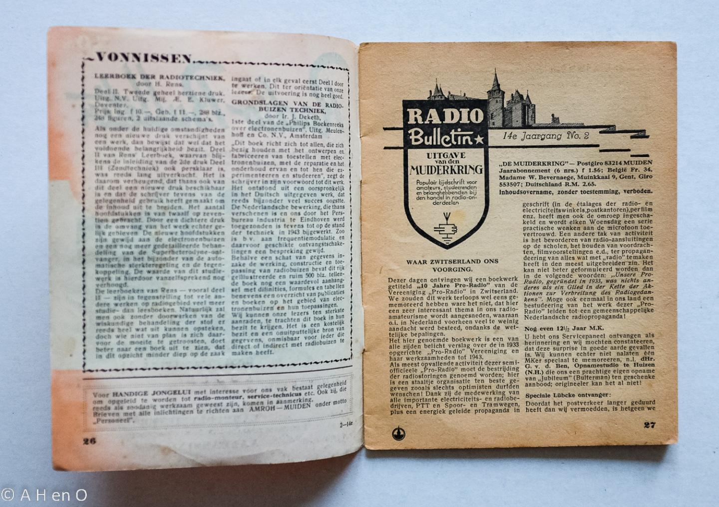 Muiderkring, AMROH - Radio Bulletin 14e Jaargang No 2 - Juni 1944
