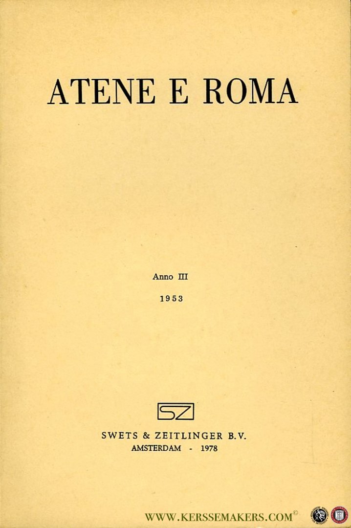 AA - Atene E Roma. Anno III, 1953. Bolletino bimestrale