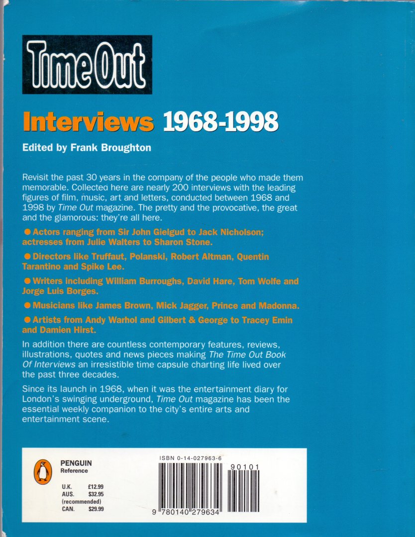 Broughton  F. (editor) (ds1264) - Time Out. Interviews 1968 -1998