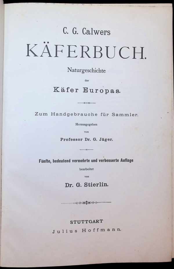 C. G. Calwers - Käferbuch   Naturgeschichte der Käfer Europas
