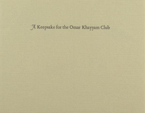(FitzGerald, Edward). - A keepsake for the Omar Khayyám Club.