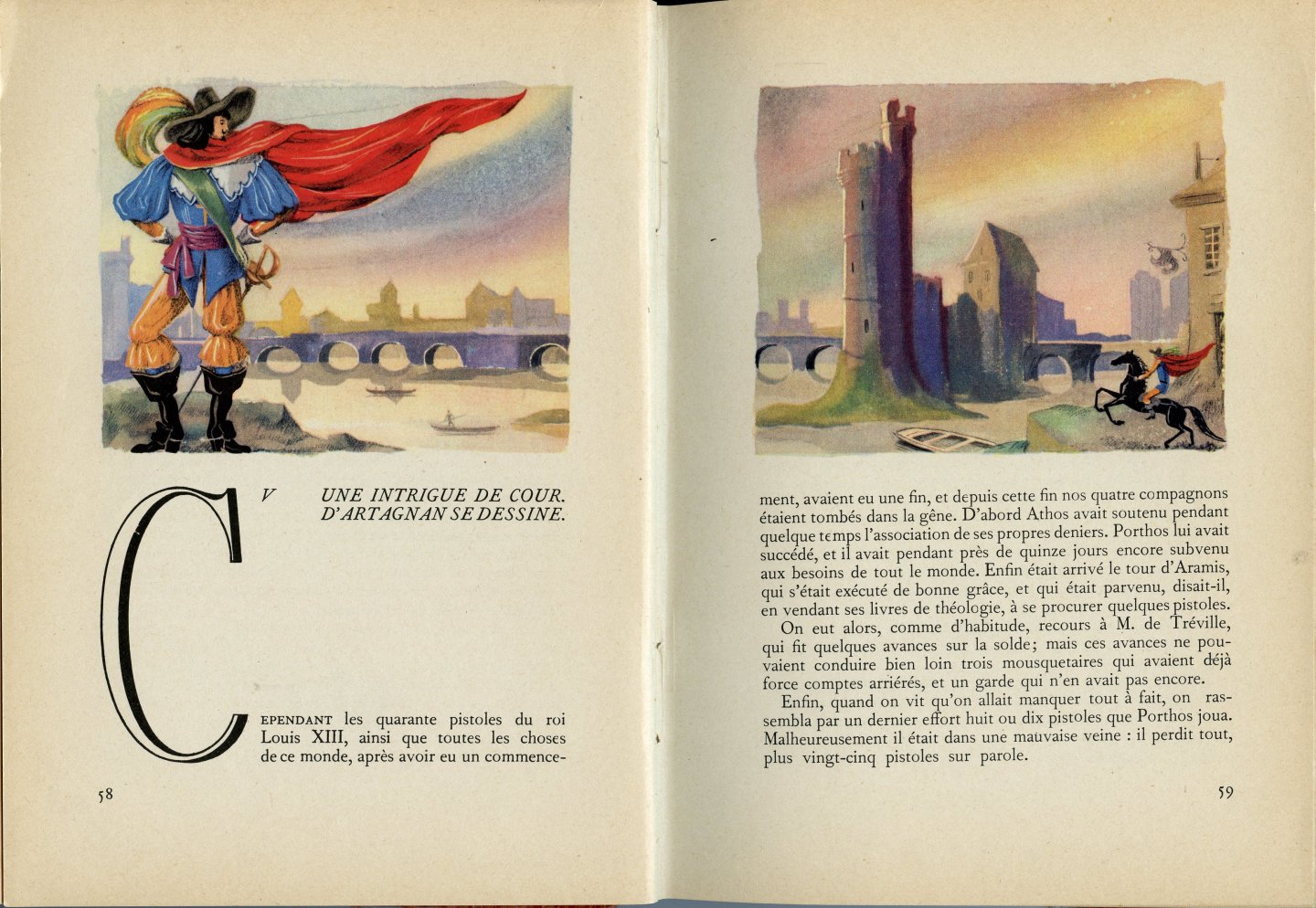 Dumas, Alexandre - Les Trois Mousquetaires (tome I). ill.: C. Delaunay (kleurenlitho`s)