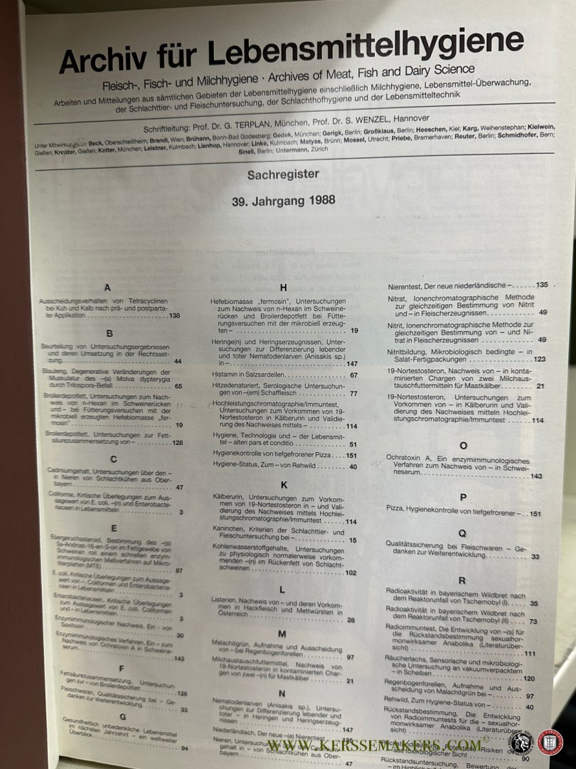 N/A - Archiv für lebensmittelhygiene. insbesondere für fleisch-, fisch-, und milchhygiene... band 16 - 26, 27/28 - 39/40.
