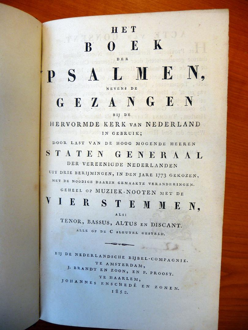  - Het boek der Psalmen, nevens de Gezangen bij de Hervormde Kerk van Nederland in gebruik...