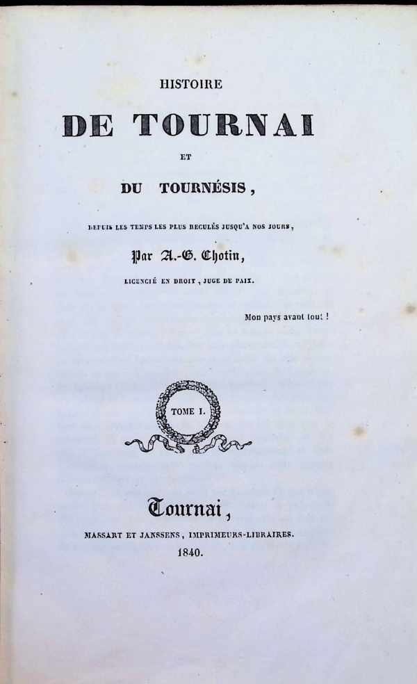 A. G. CHOTIN - Histoire de Tournai et du Tournésis