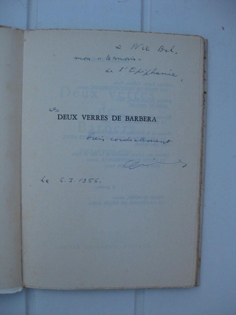 Kinds, Edmond - Deux verres de Barbera. Pièce en trois actes.