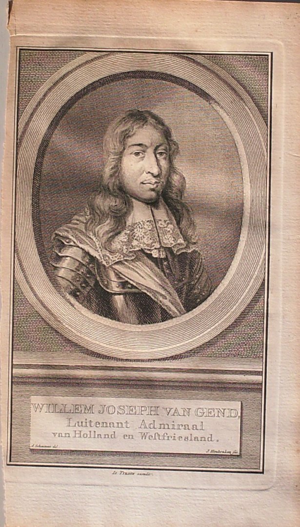 antique print (prent) - Willem Joseph van Gend. Luitenant admiraal van Holland en West-friesland.