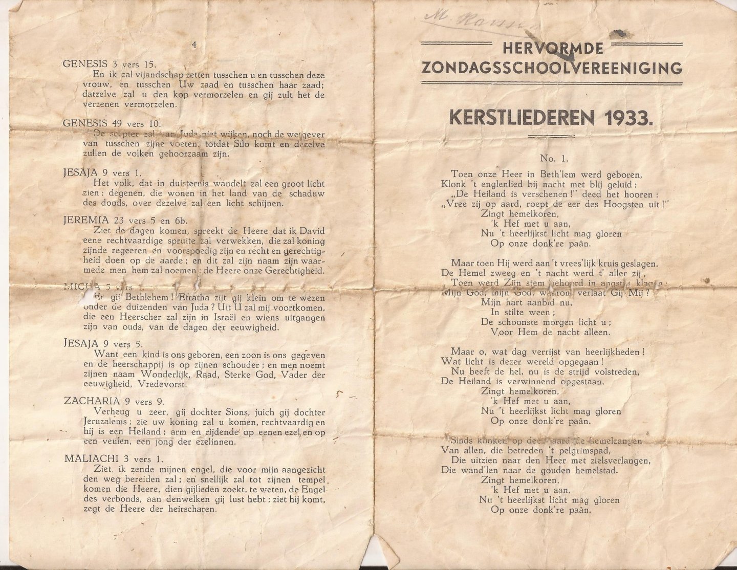  - Kerstliederen Hervormde Zondagsschoolvereniging Kampen 1928, 1932 en 1933