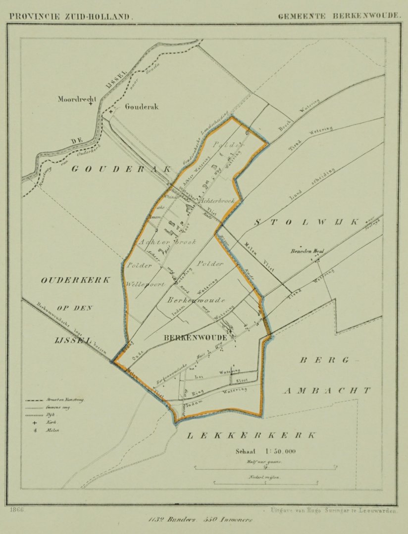 Kuyper, J. - Gemeentekaart Gemeente Berkennwoude - Kuyperkaartje