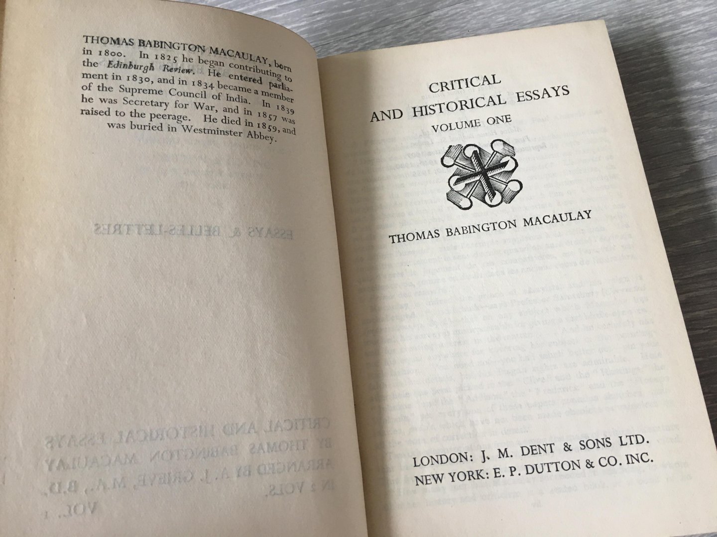 Macaulay - Critical And historical essays, volume I