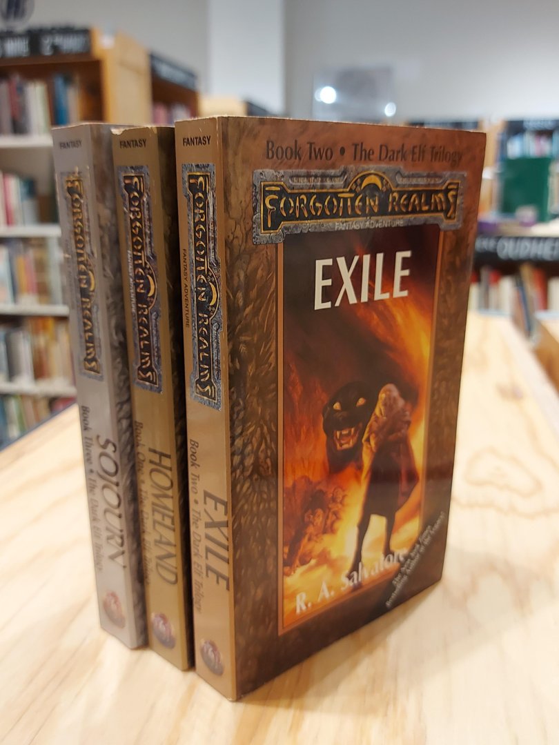 The Dark Elf Trilogy [Book One, Two & Three]. Cover art by Jeff Easley