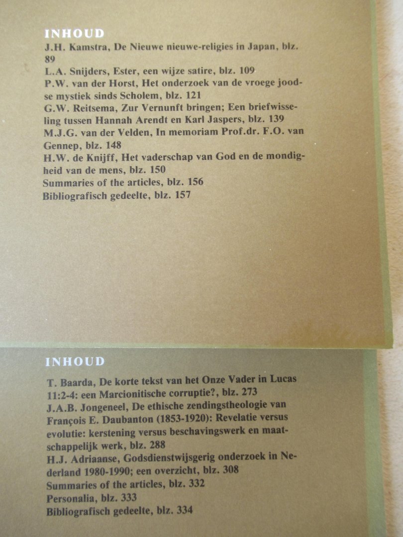 Redactie - Nederlands Theologisch Tijdschrift 44e jaargang 1990- 4 tijdschriften