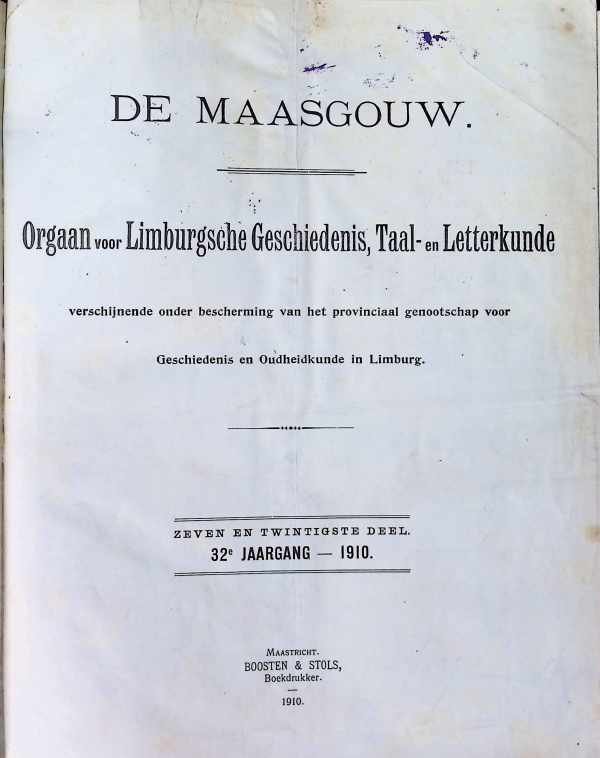 collectief - De Maasgouw  Orgaan voor Limburgsche geschiedenis, taal- en Letterkunde zeven en twintigste deel  jaargang 1910