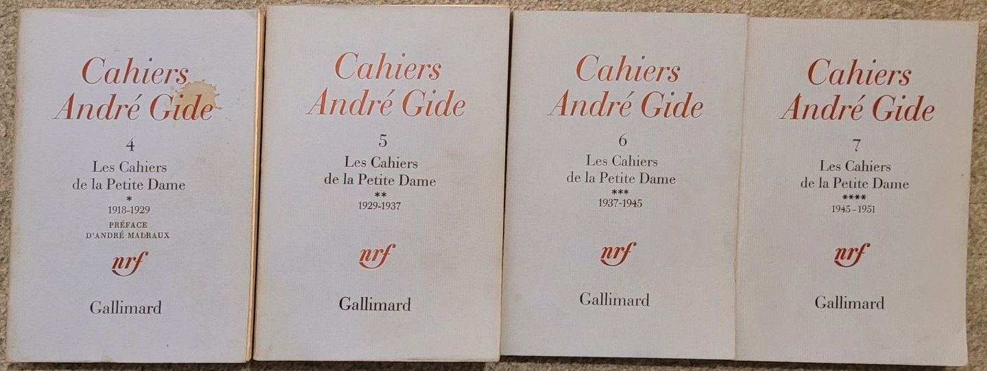 Gide, André - Cahiers André Gide. : Les Cahiers de la Petite Dame, notes pour l'histoire authentique d'André Gide, Tome IV * (1918-1929).  Tome V ** (1929-1937).  Tome VI *** (1937-1945).  Tome VII **** (1945-1951)