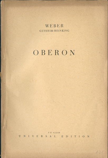 WEBER, Carl Maria von / Karlheinz Gutheim & Wilhelm Reinking - OBERON
