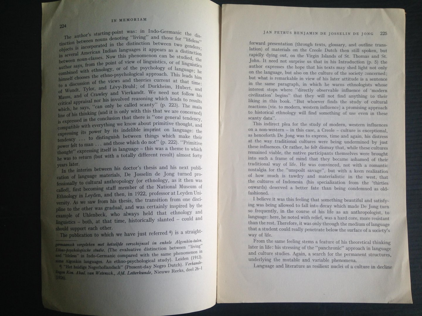 Josselin de Jong, P.E. - Artikel Jan Petrus Benjamin de Josselin de Jong 1886-1964 In memoriam,