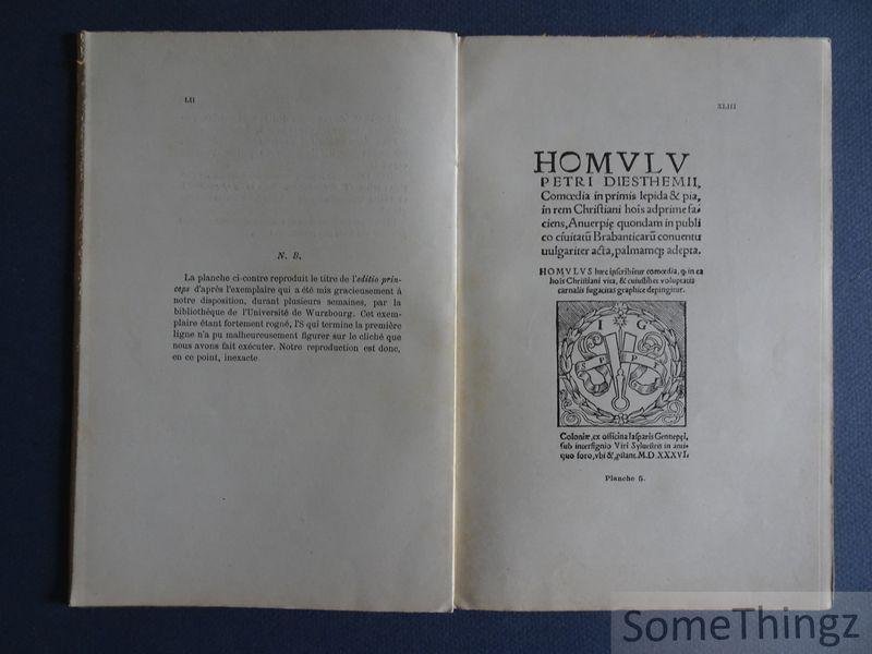 Roersch, Alphonse et Ischyrius, Chr. [Christianus] - Homulus. Texte latin publié avec une introduction et des notes par Alphonse Roersch.
