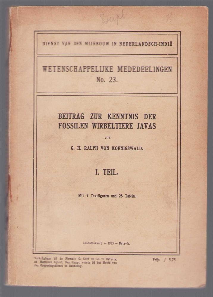 Gustav Heinrich Ralph von Koenigswald - [all published] (1933). -