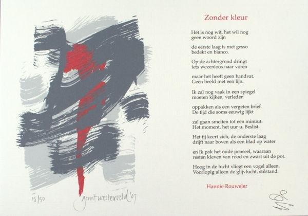 Rouweler, Hannie. - Zonder kleur.