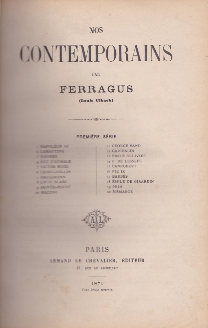 Ferragus (Louis Ulbach) - Nos contemporains