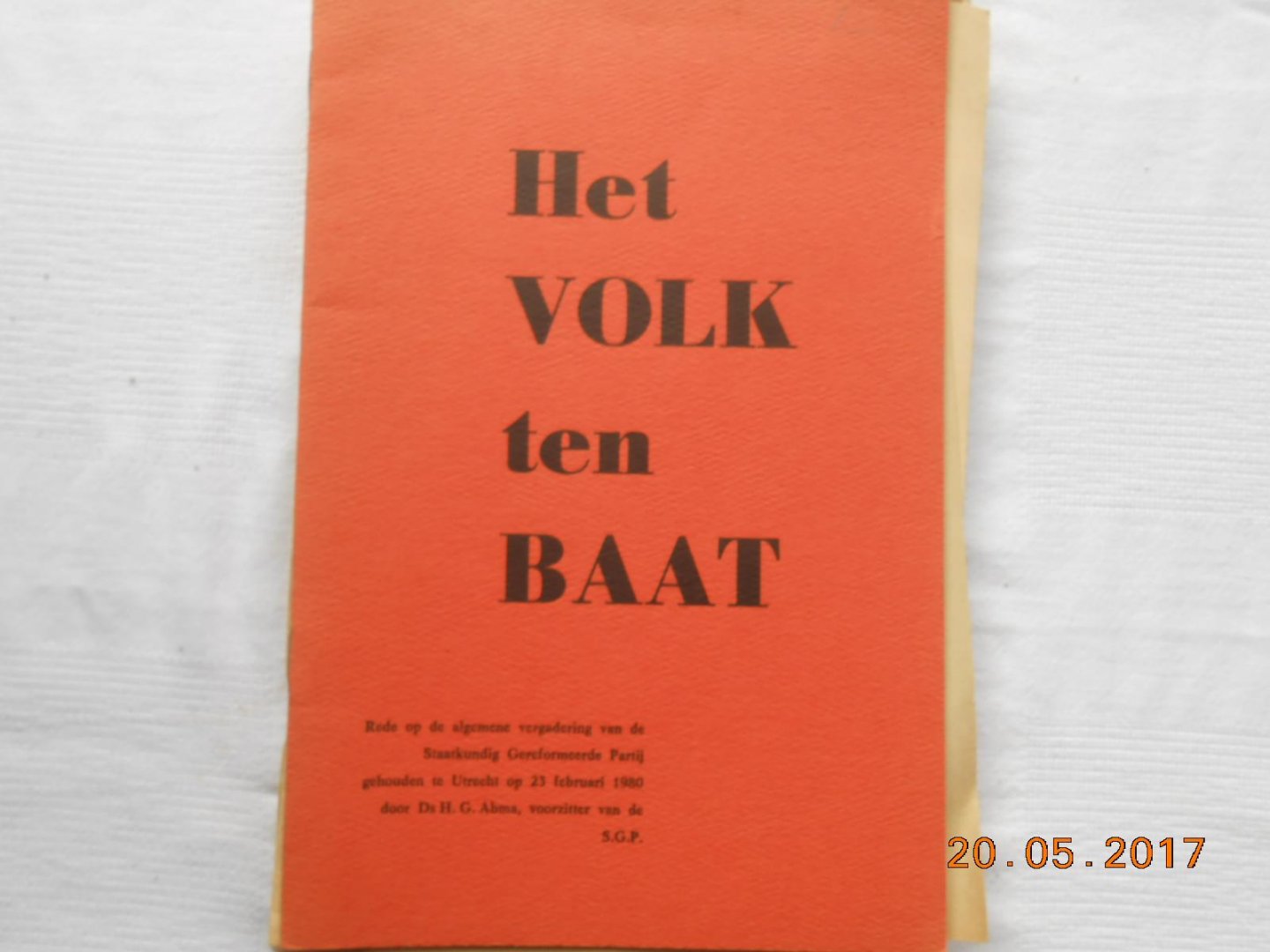 Ds H G Abma - Het volk ten baat