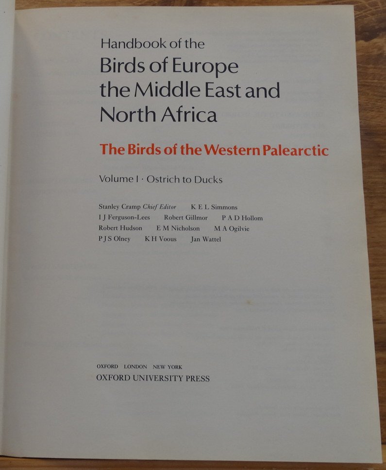 Cramp, S. - Simmons, K.E.L. - Ferguson Lees, I.J. - Gillmor, R. - handbook of the birds of Europe the middle east and north Africa - volume 1