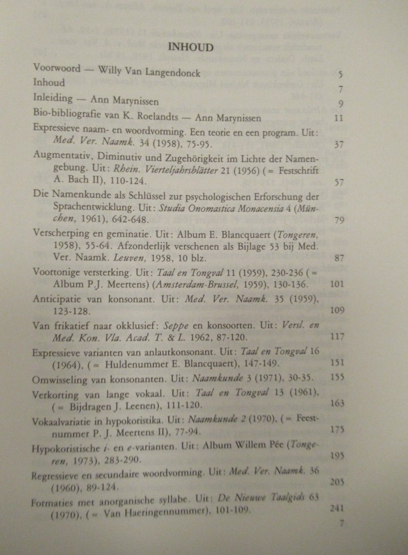 Roelandts, Karel - Expressiviteit en taalverandering, Verzameling opstellen.