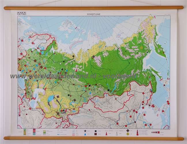  - Schoolkaart / wandkaart van de Sowjetunie