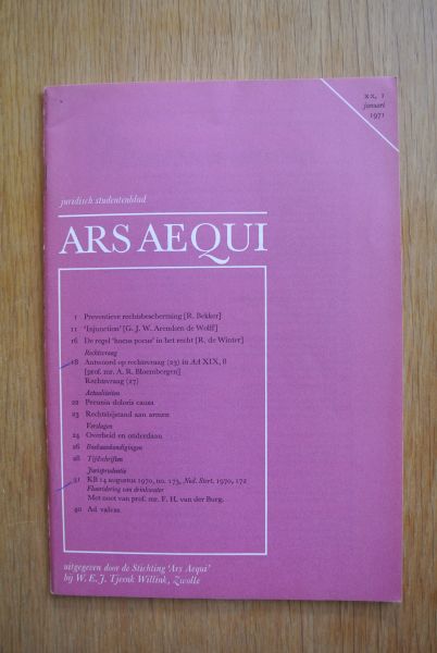 Redactie - ARS AEQUI XX, (1971), Juridisch studentenblad