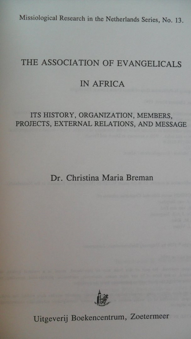 Breman Dr. Christina M. - The Association of Evangelicals in Africa