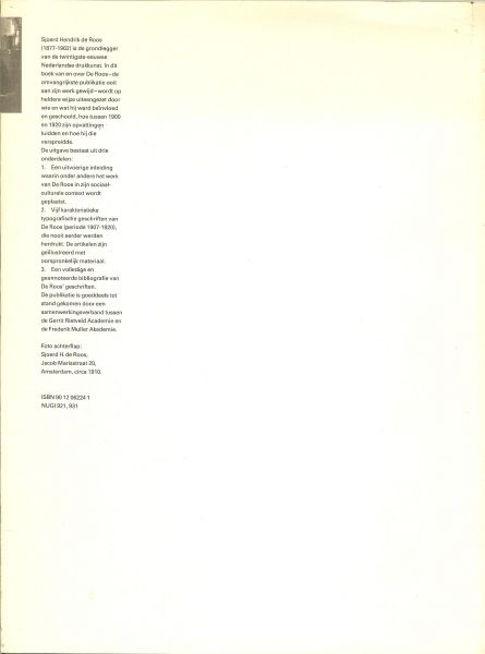 Roos, Sjoerd H. de  ..  Met een inleiding van Jan P. Boterman. - Typografische geschriften, 1907-1920
