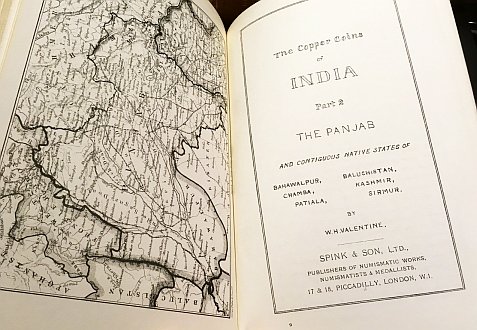 VALENTINE, W.H. - The Copper Coins of India. Part 1: Bengal and the United Provinces (&) Part 2: The Panjab and Continuous Native States of Bahawalpur, Baluchistan, Chamba, Kashmir, Patiala, Sirmur.