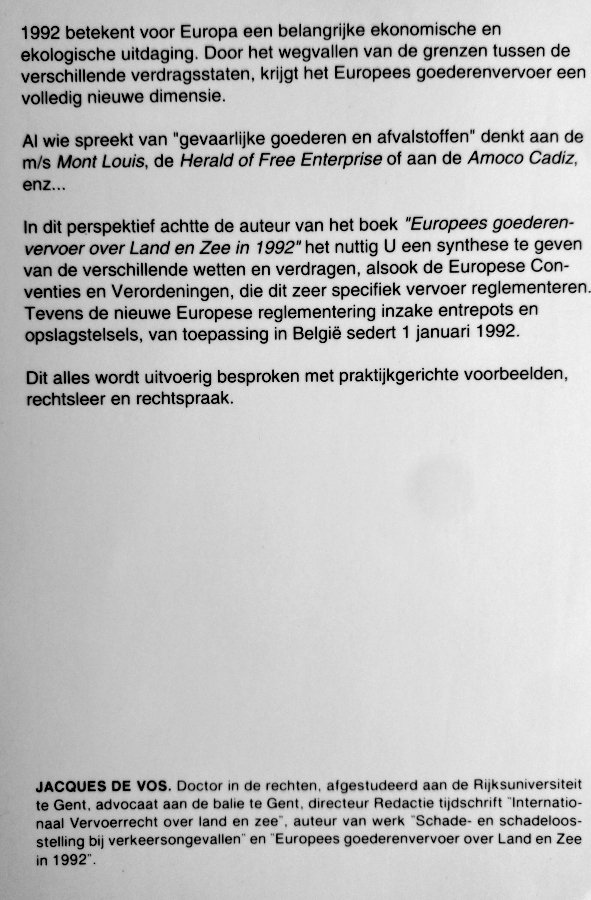 Vos, Jacqes de - Opslag en Vervoer van Gevaarlijke goederen in Europa zonder grenzen