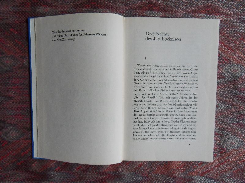 Wüsten, Johannes. - Drei Nächte des Jan Bockelson und anderes aus dem Erzählwerk.