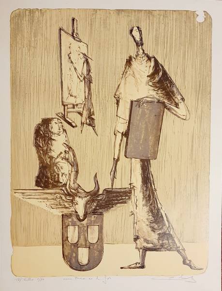 M. GELEERTS (BELGIë). - 127-ste litho. Figuratieve voorstelling betreffende  waarschijnlijk tafereel uit de DON QUICHOTTE.