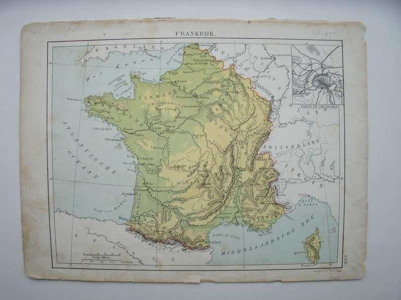 antique map. kaart. carte. - Frankrijk. France.