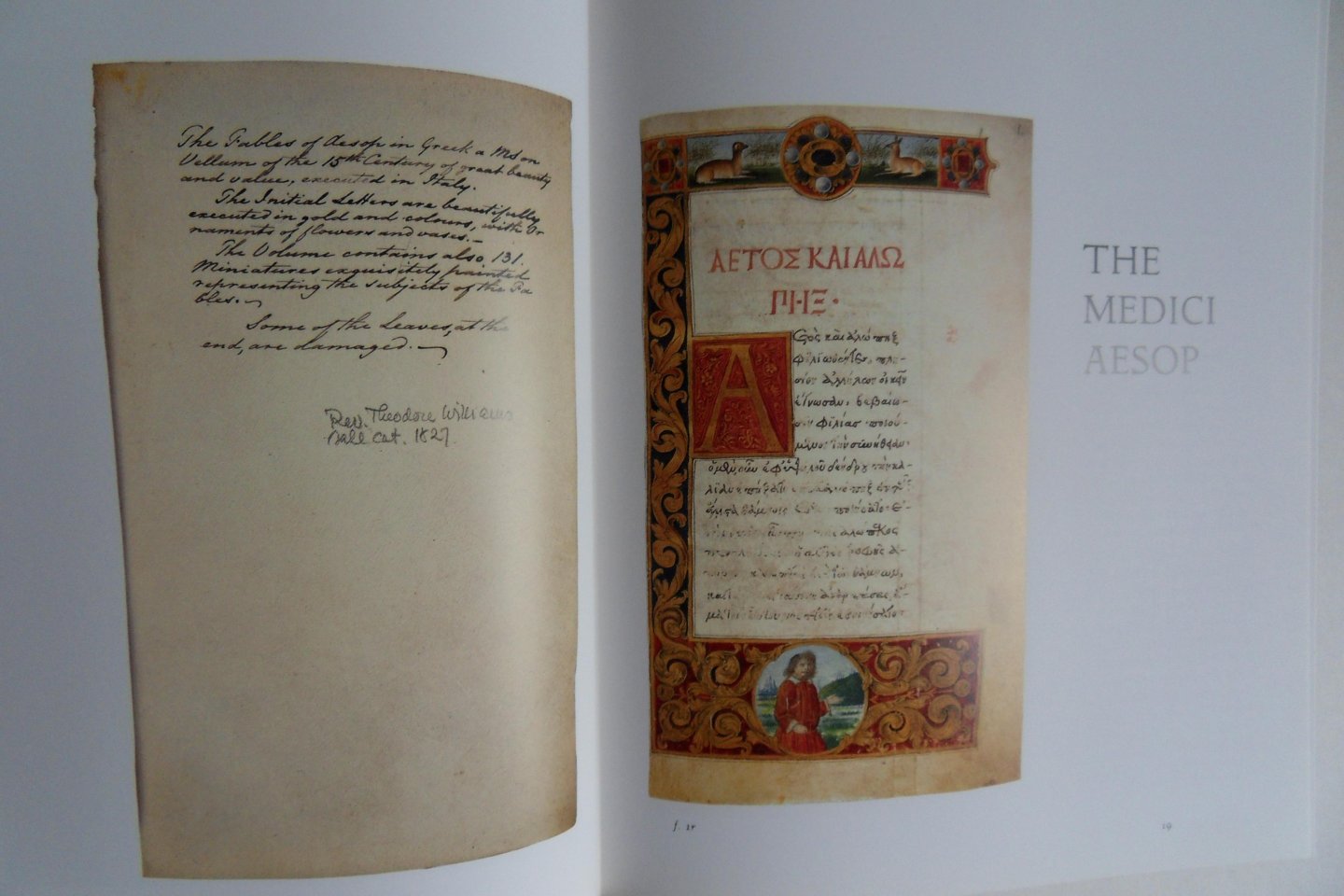 McTigue, Bernard (translated from the Greek); Fahy, Everett (introduction by). - The Medici Aesop. - Spencer MS 50. - From the Spencer Collection of the New York Public Library.