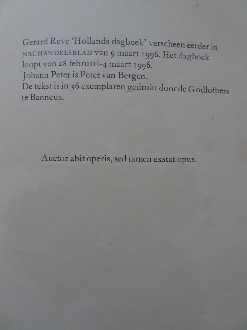Reve, Gerard. - Hollands Dagboek.