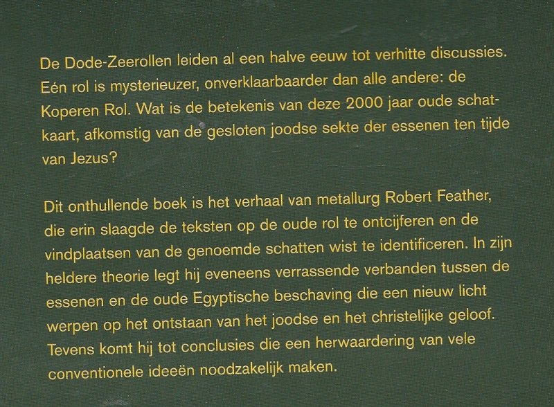 Feather, Robert - DE koperen schatkaart  De mysterieuze Dode-Zeerol ontcijferd