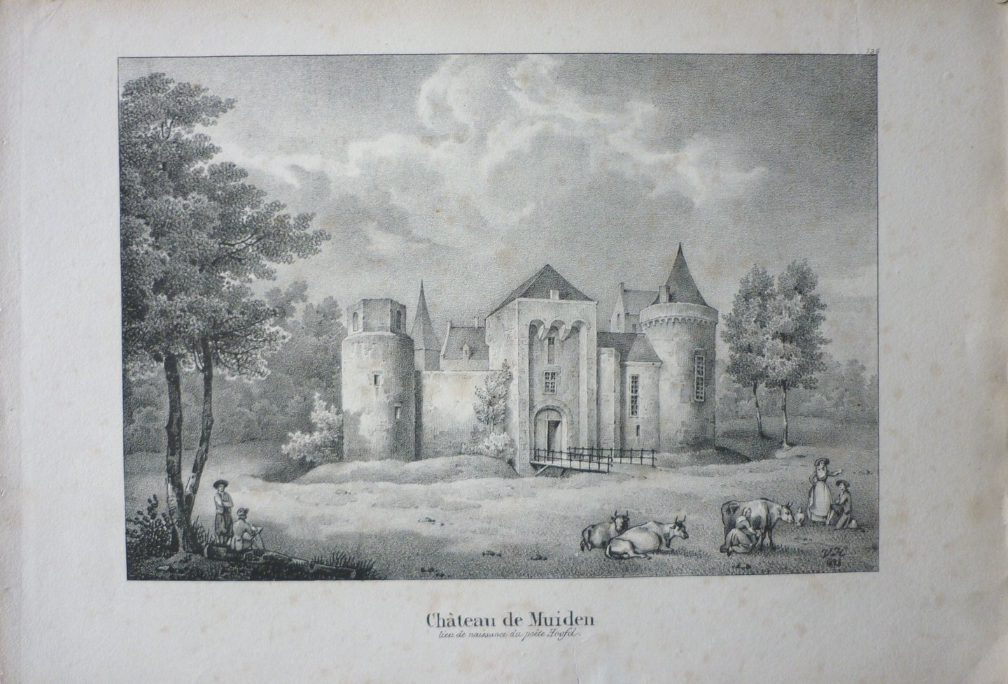 Cloet, J. de / Madou - Chateau de Muiden. Originele litho.