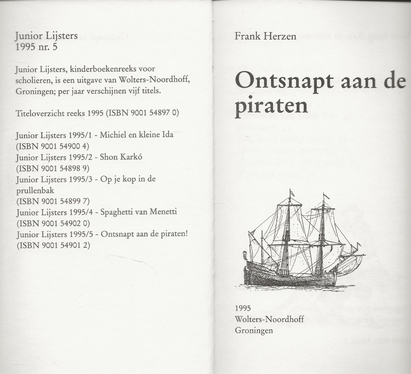 Herzen, Frank illustratie Omslag Fred de Heij - Ontsnapt aan de piraten