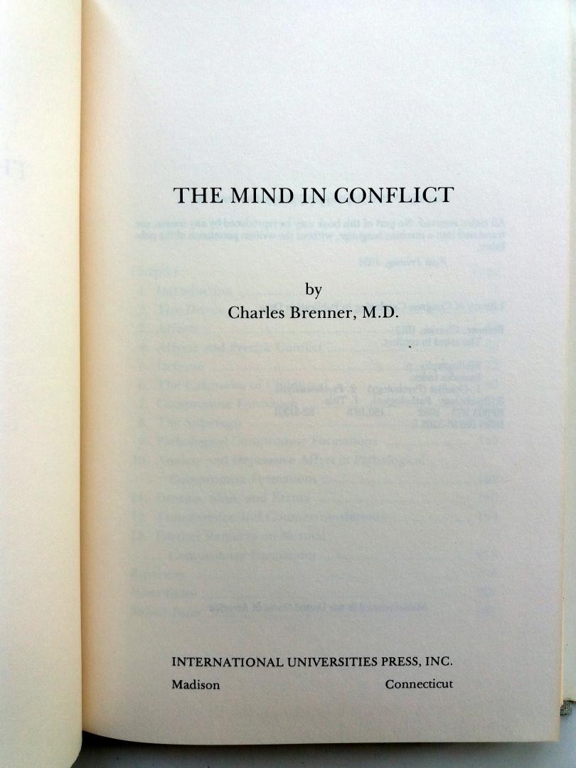 Brenner, Charles - The Mind in Conflict (ENGELSTALIG)